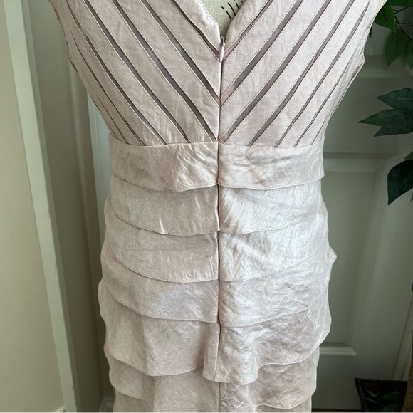 Adrianna Papell V-Neck Tiered Sleeveless Cocktail Dress Pink Sz 14 - Picture 12 of 16